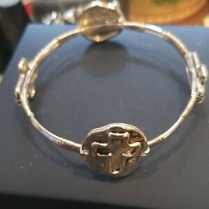Silver Cross Bangle Bracelet